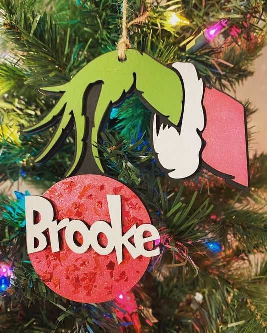 PERSONALIZED GRINCH ORNAMENT